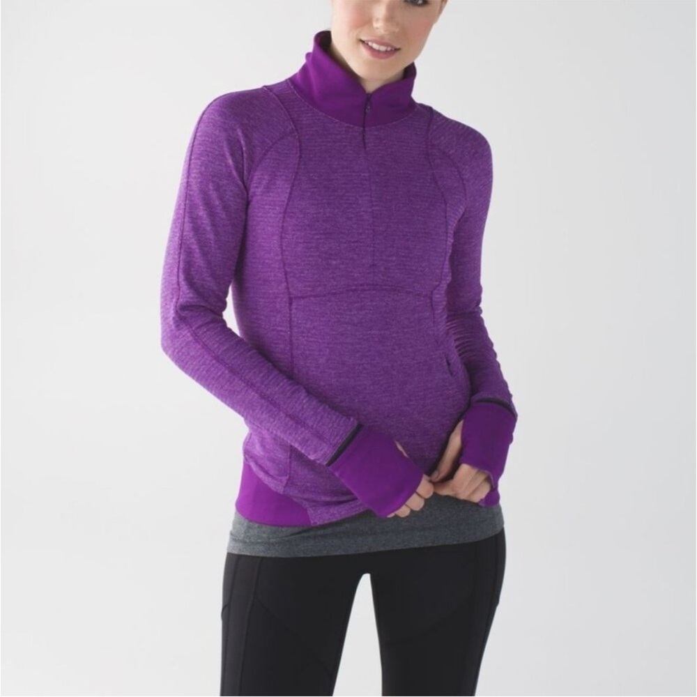 Lululemon Runderful 1/2 Zip Pullover Long Sleeve Heathered Violet Womens Size 6